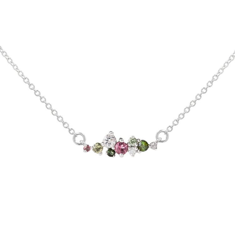 Cluster Halskette mit pastellfarbenen Edelsteinen Kianna