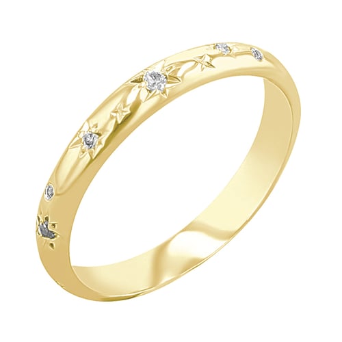 Eheringe mit Sternengravur und Diamanten Elia