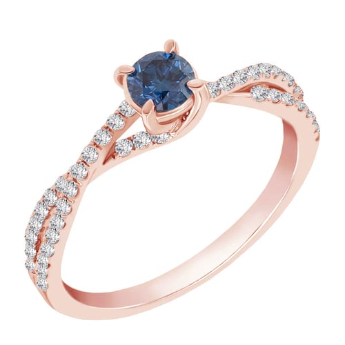Himmlischer Verlobungsring aus Gold mit blauem Diamant Sky