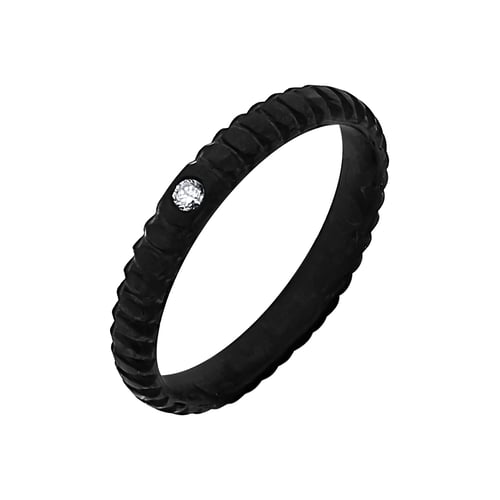 Halbrunde Eheringe aus Carbon mit Diamant Lisa