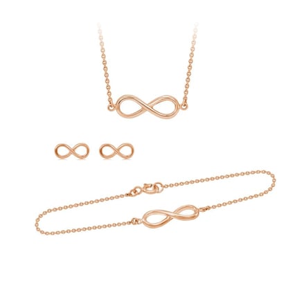 Schmuckset aus Gold mit Unendlichkeitszeichen Infinity
