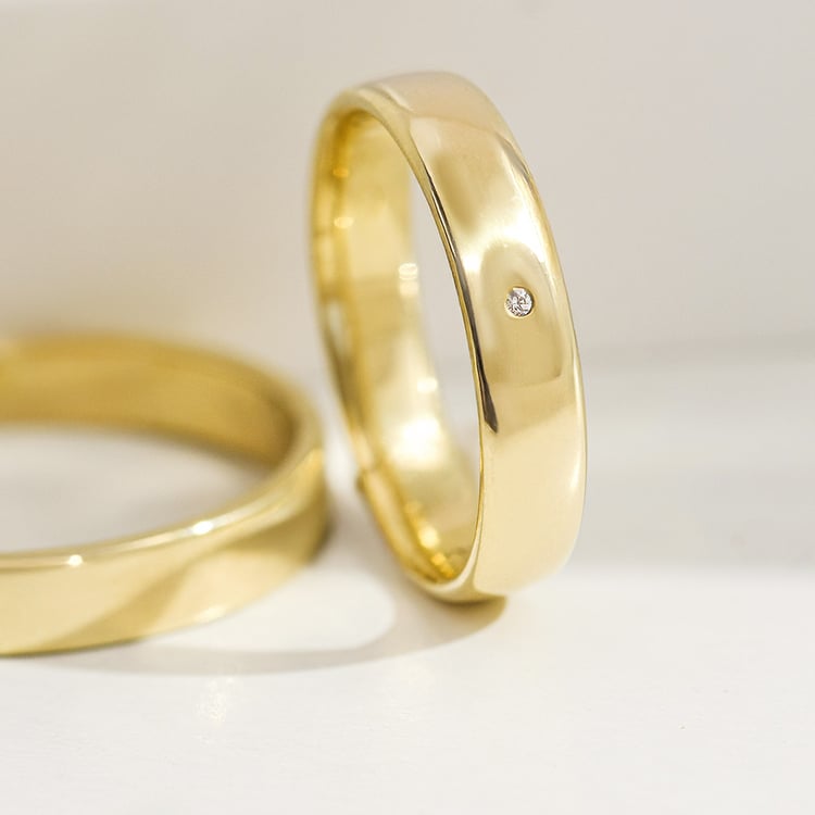 Schlichte Trauringe mit Diamant-Damenring Stanista 156856