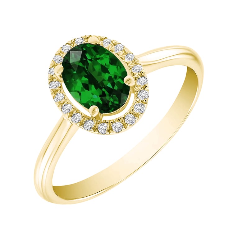 Tsavorit Granat im goldenen Ring mit Diamanten Maiken 13798