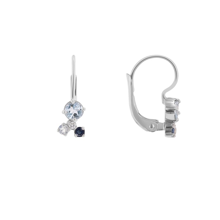 Hängeohrringe mit Mondstein, Aquamarin, Saphir und einem Diamanten Kerrie 110718