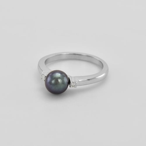 Goldring mit Perle und Diamanten Alisha