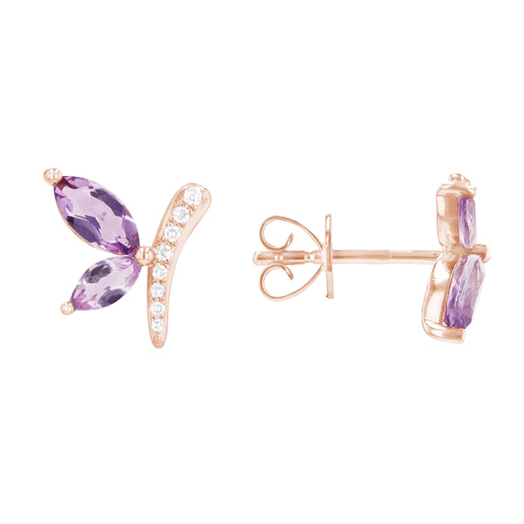 Zarte Ohrringe mit Amethysten und Diamanten Patrik 87476