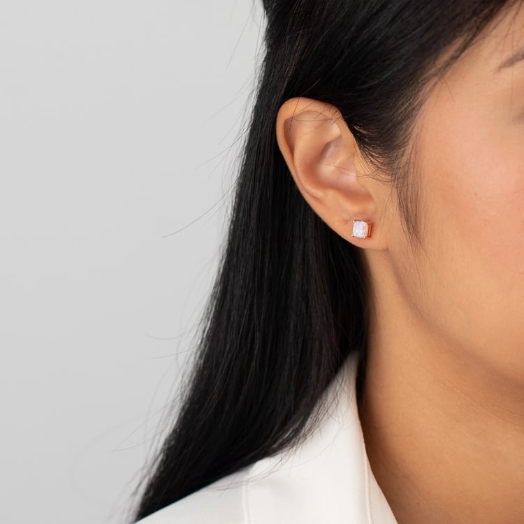 Goldene Ohrringe mit rosa cushion Opalen Deux 106671