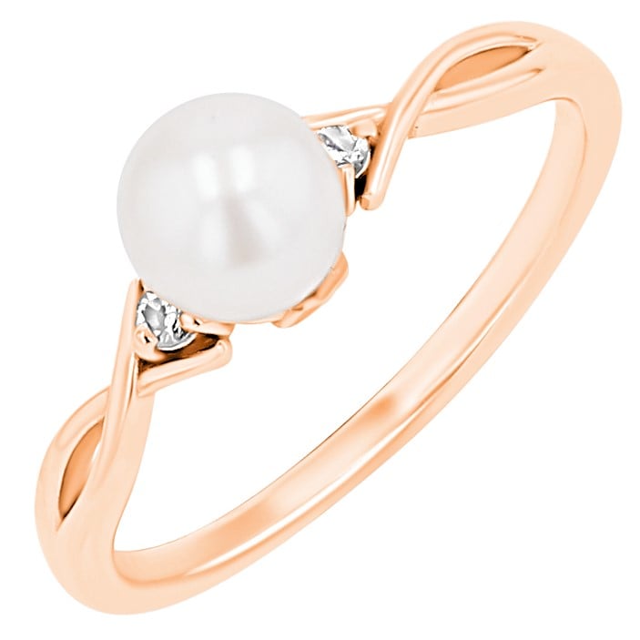Eleganter Goldring Buchstaben und Perle und Diamanten Azana 167179