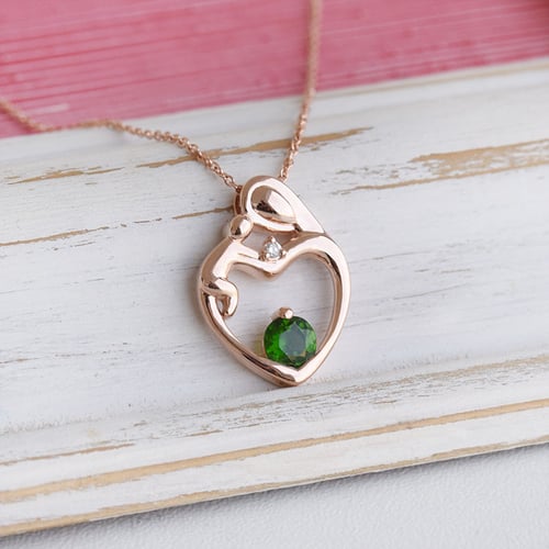 Anhänger Mutter und Kind mit Diopsid und Diamant Ella
