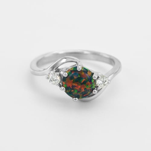 Silberring mit schwarzem Opal Jimena