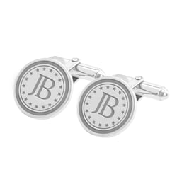 Runde Manschettenknöpfe mit Multi-Gravur aus Silber Juan