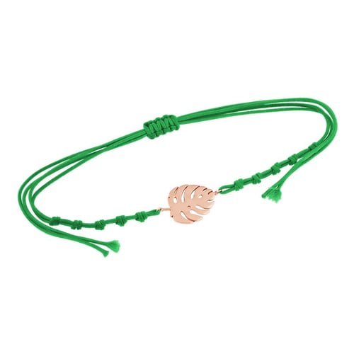 String-Armband mit einem silbernen Blatt der Monstera