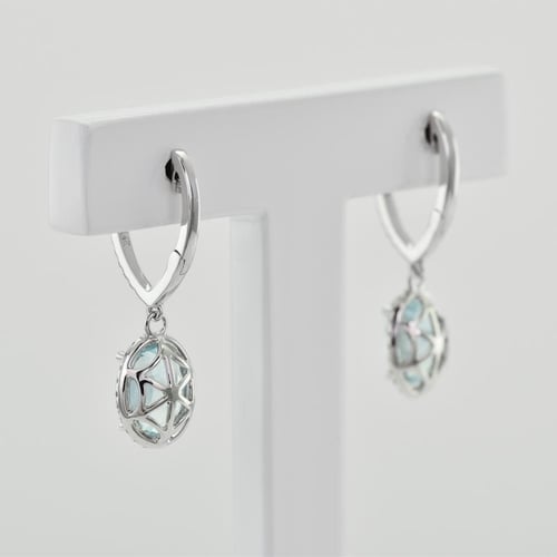 Goldene Ohrringe mit Aquamarinen und Diamanten Azura