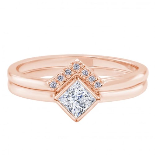 Ringset aus Gold mit Diamant im Princess-Schliff Ralyh