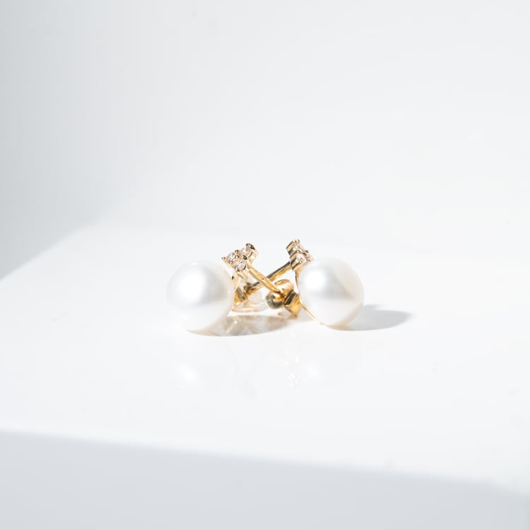 Goldene Perlenohrringe mit Zirkonia Cleta 130661