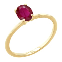 Eleganter Verlobungsring mit einem ovalen Rubin Frost