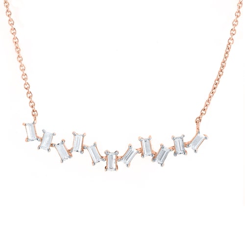 Moderne Goldene Halskette mit natürlichen Baguette-Diamanten Parvati