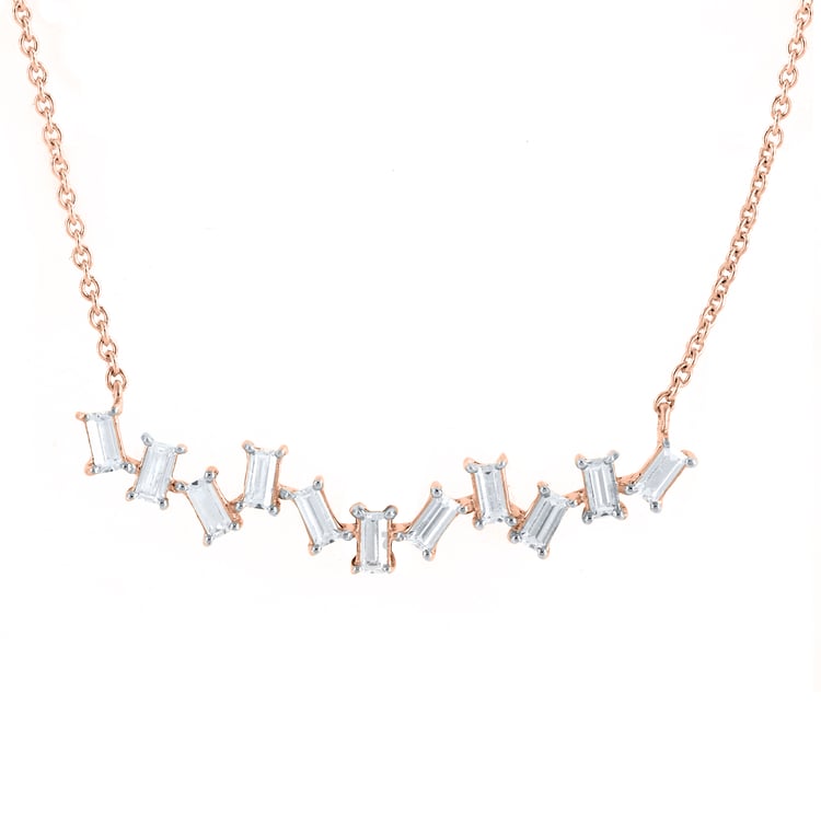 Moderne Goldene Halskette mit natürlichen Baguette-Diamanten Parvati 164976