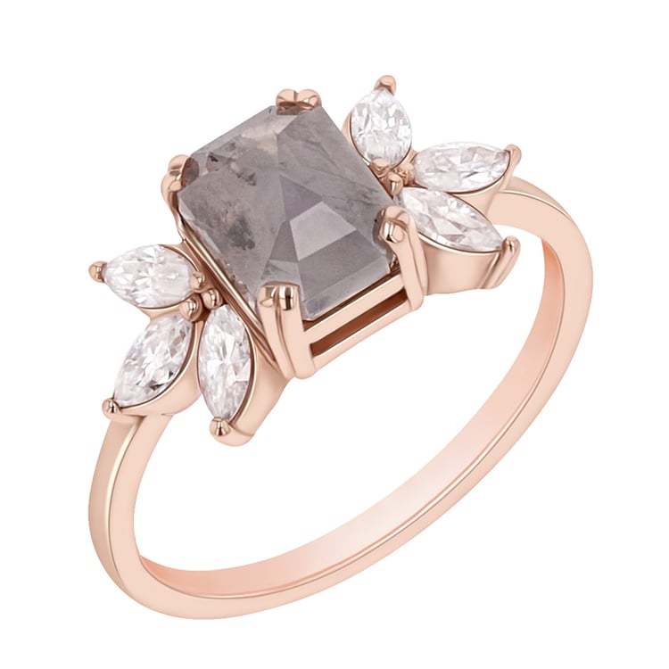 Goldring mit Salt and Pepper Diamant und Moissaniten Xuan 90810