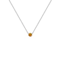 Silberne minimalistische Kette mit einem orangefarbenen Saphir Glosie