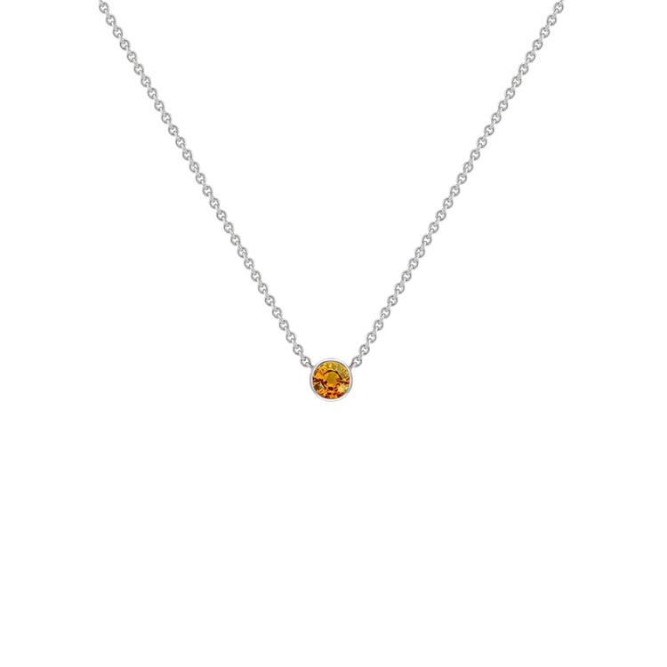 Silberne minimalistische Kette mit einem Padparadscha Saphir Glosie