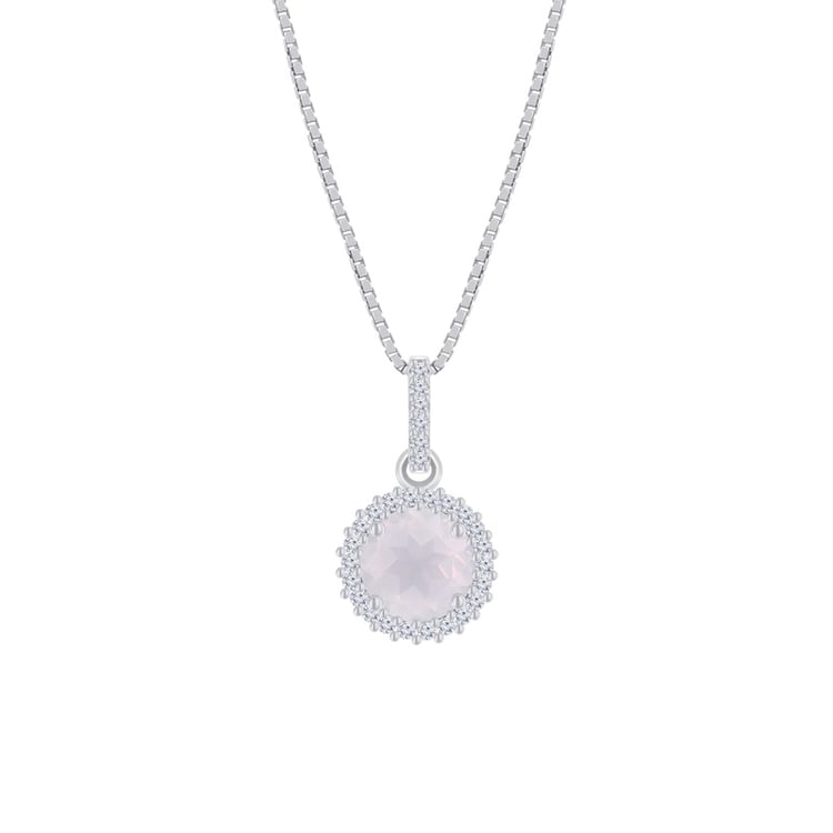 Silberne Halo-Anhänger mit Rosenquarz Atia