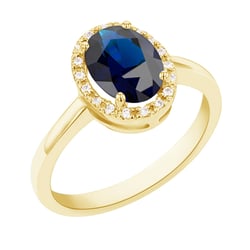 Halo Verlobungsring mit ovalem Saphir und Diamanten Arya