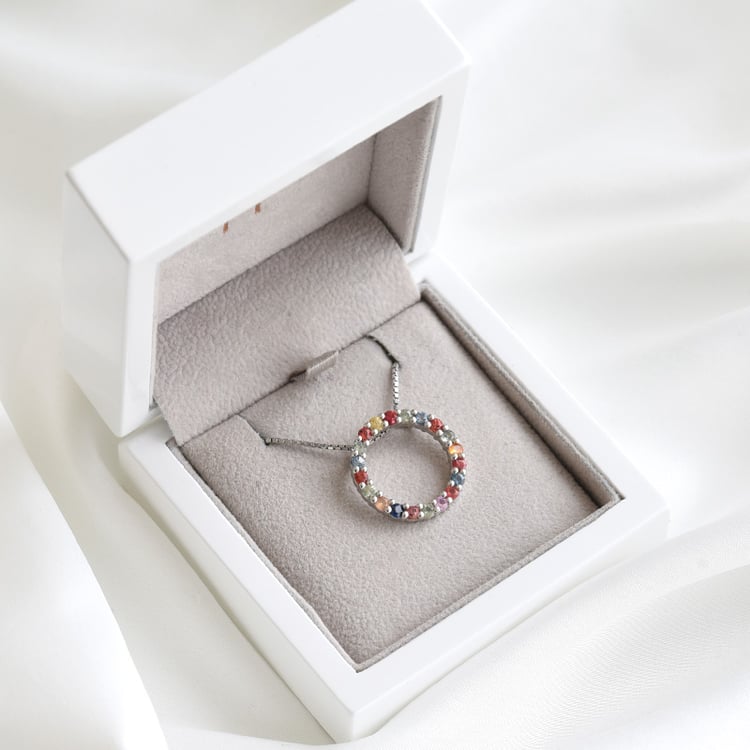 Silberner Anhänger mit mehrfarbigen Saphiren Mirjana 79156