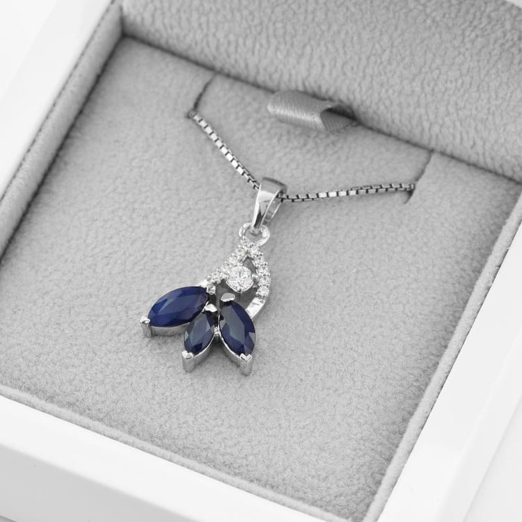 Silberne Halskette mit Saphiren und Zirkonia Sigrid 49322