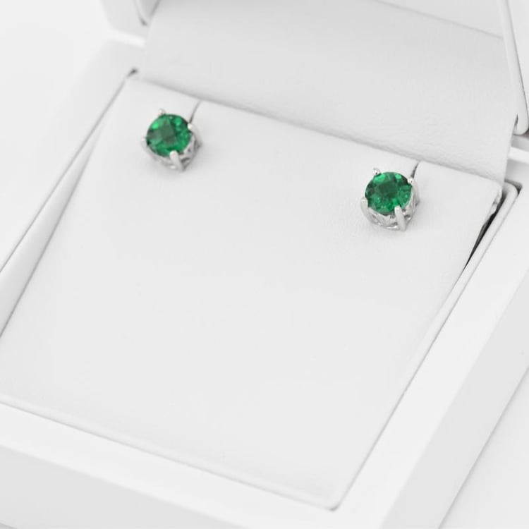 Silberne Ohrringe mit simulierten Smaragden Drary 74532