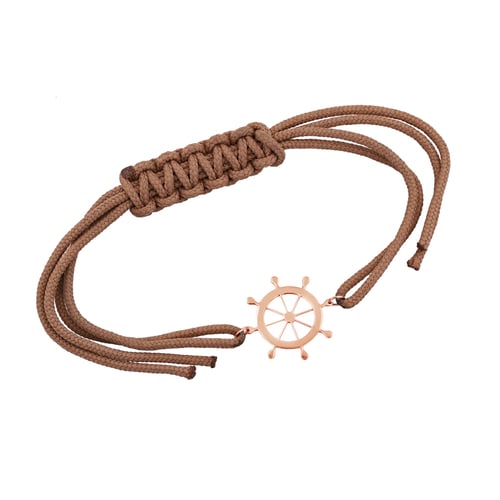 Goldenes String-Armband für Herren mit einem Steuerrad Rudder
