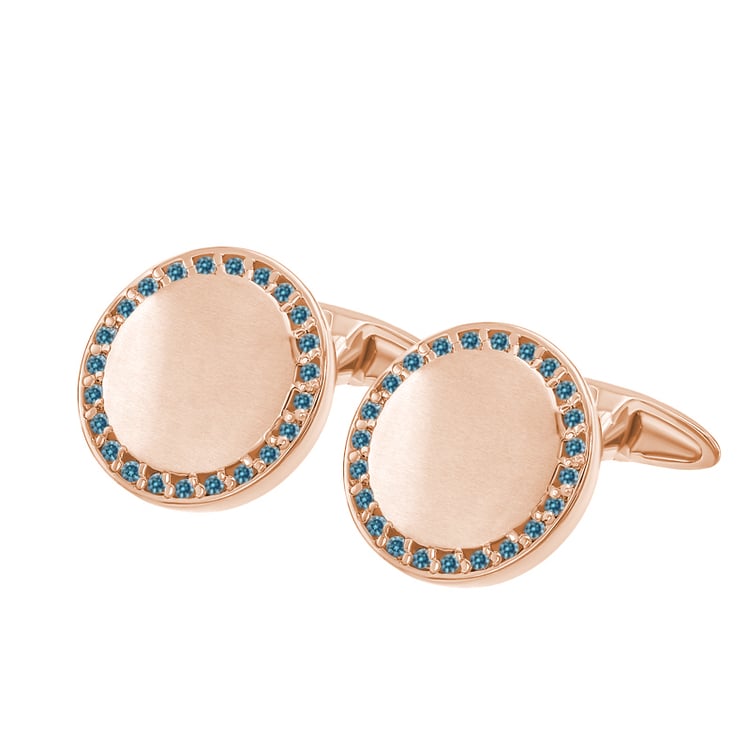 Runde silberne Manschettenknöpfe mit blauen Diamanten Tallis 60166