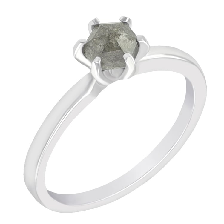 Ring mit hexagon Salt and Pepper Diamant Begonia