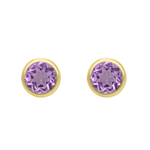 Silberne Ohrstecker mit Amethysten in Bezelfassung Wetty