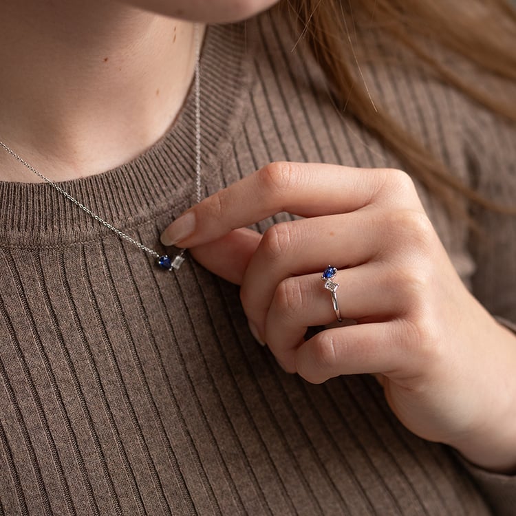 Toi et moi Ring mit Lab Grown Diamant und Saphir Maite 134816