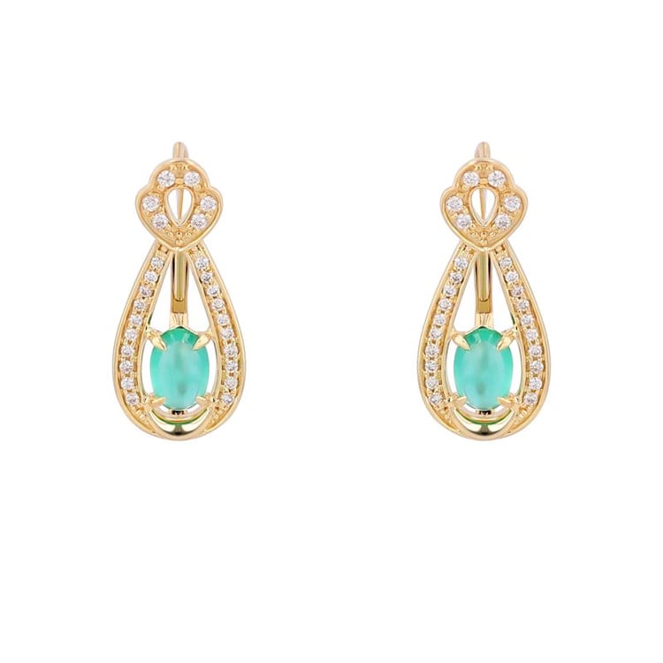 Goldene Smaragd-Ohrringe mit Diamanten Keisha