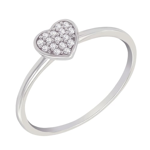 Silberner Ring mit einem Herzen voller Lab Grown Diamanten Ubline