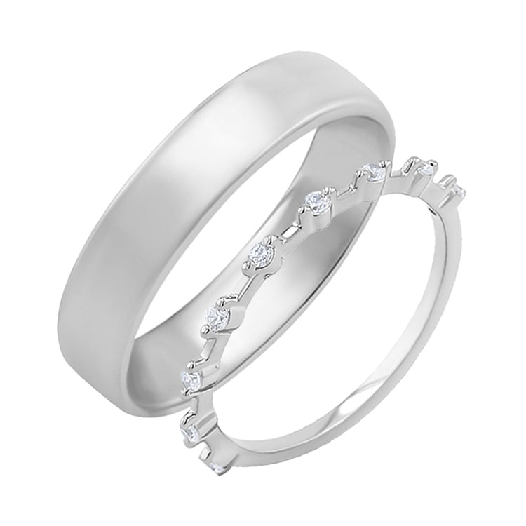 Eternity Ring mit Diamanten und einem Herrenring im Komfort Stil Khalid 136350