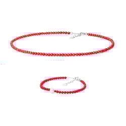 Silbernes Korallen-Set mit einer Perle Anam