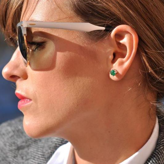 Schlichte Smaragd-Ohrstecker aus Silber Drary 13965