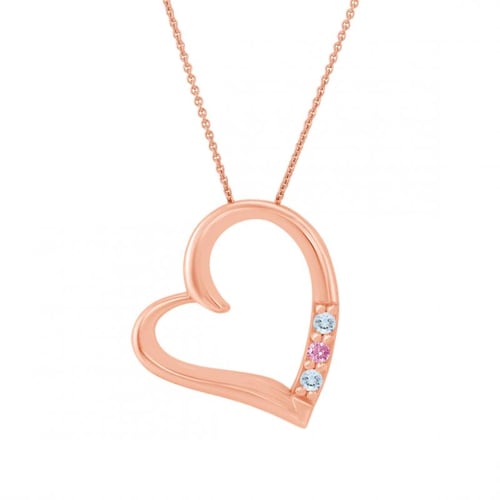 Goldene Anhänger mit Herz, Aquamarin und rosa Saphir Tanish