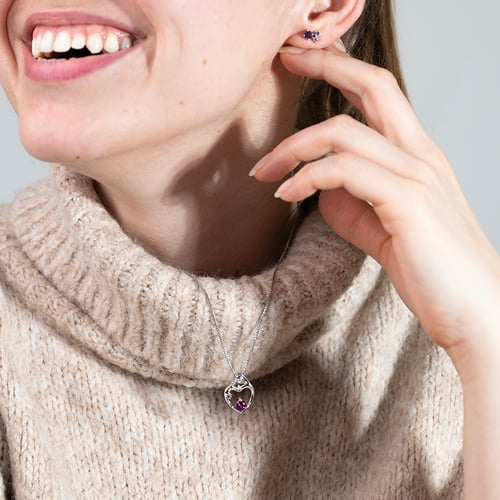 Anhänger Mutter und Kind mit Granat und Diamant Ella