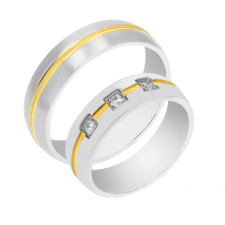 Goldene Eheringe mit Diamanten Tesel