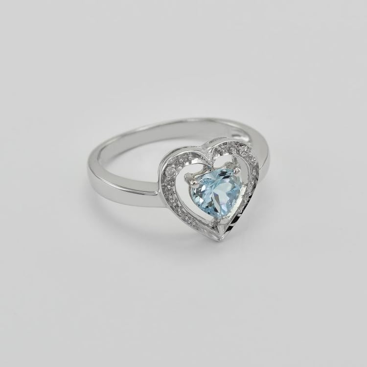 Goldener Ring mit Aquamarinherz und Diamanten Liola 27513