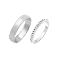 Eternity-Ring und komfortabler Trauring aus Platin Mewya