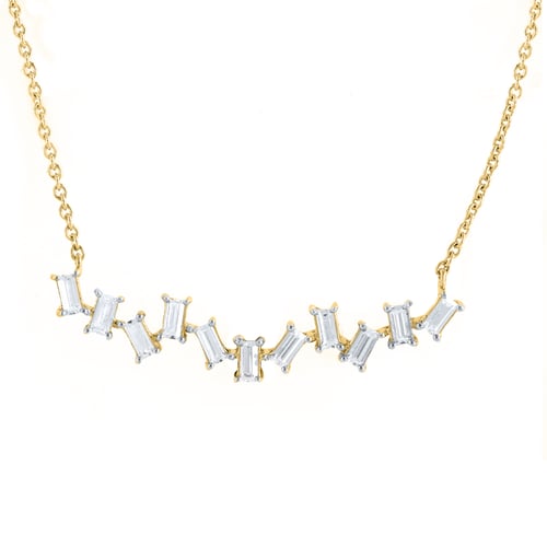 Moderne Goldene Halskette mit natürlichen Baguette-Diamanten Parvati