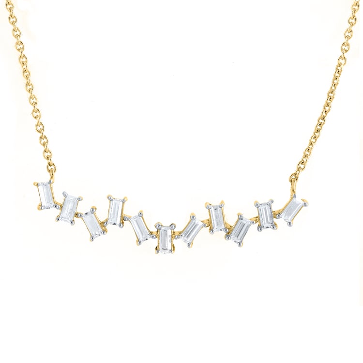 Moderne Goldene Halskette mit natürlichen Baguette-Diamanten Parvati 164974