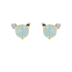 Ohrstecker mit Aquamarin, Mondstein und blauem Diamanten Turgay