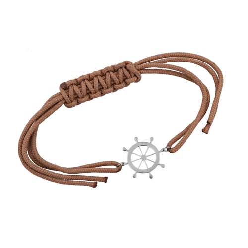 Goldenes String-Armband für Herren mit einem Steuerrad Rudder