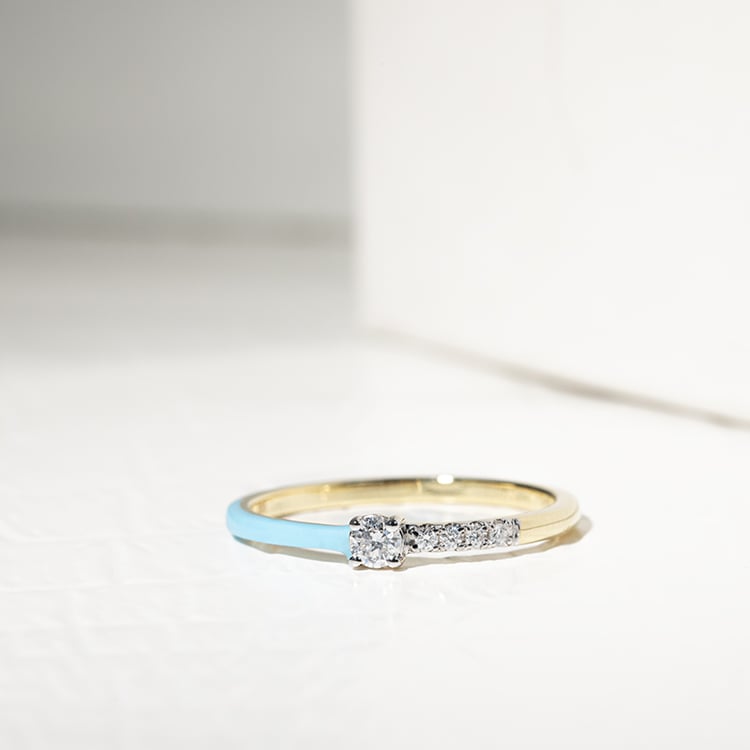 Blauer Keramikring mit Diamanten Ciaran 127544